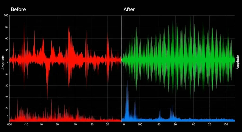 Before and after audio quality comparison speaker cleaning